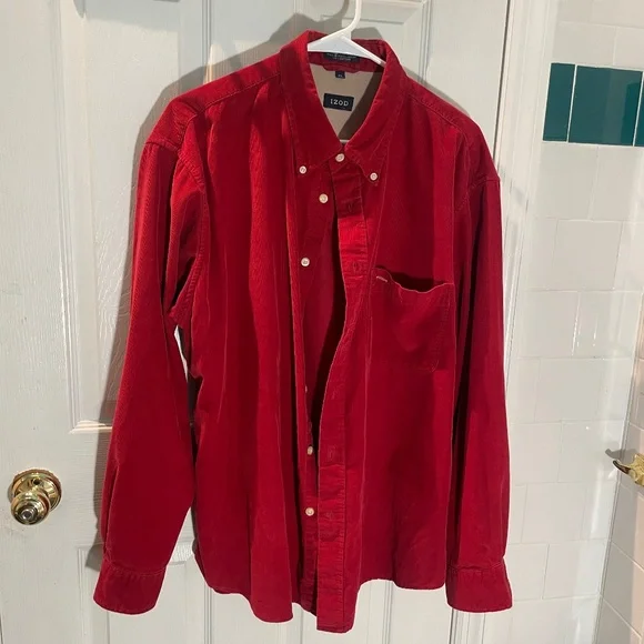 Izod | Shirts | Izod Xl 0 Cotton Corduroy Red Shirt | Poshmark